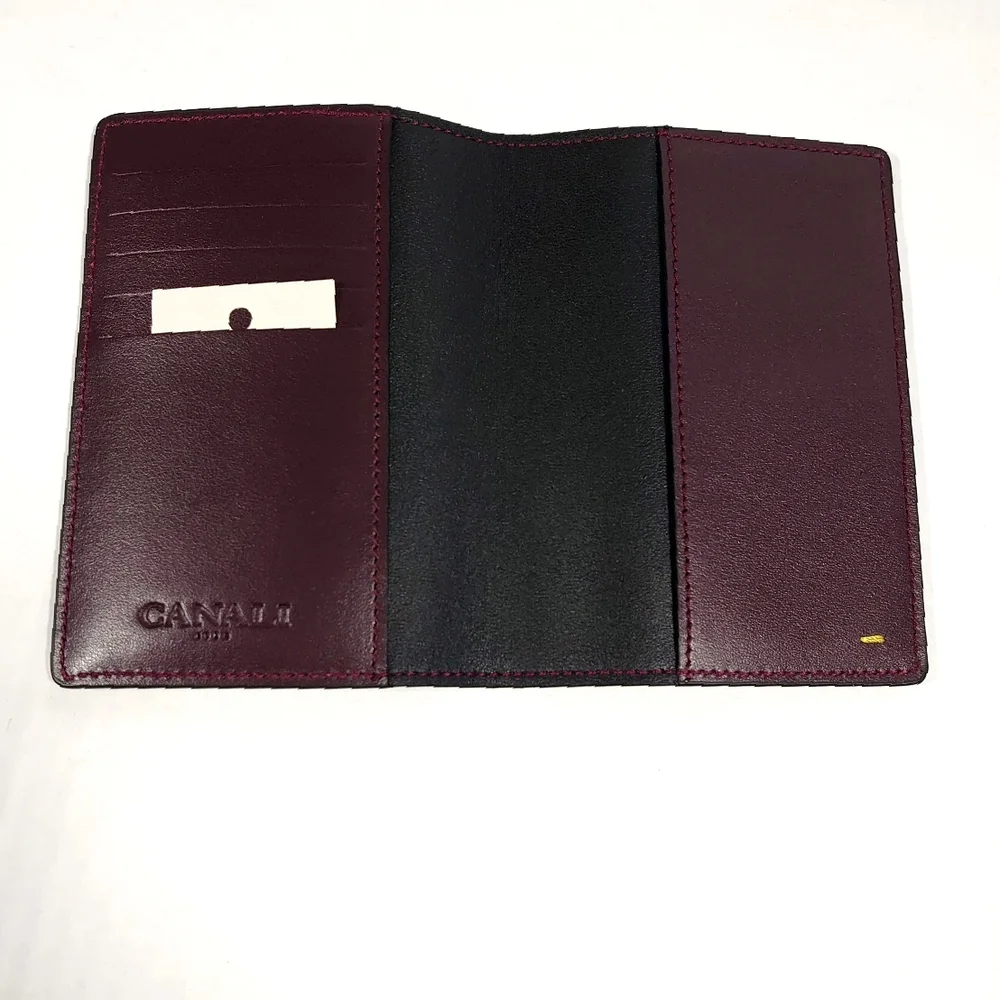 CANALI New Leather Passport Credit Card Holder Maroon - Picture 2 of 7